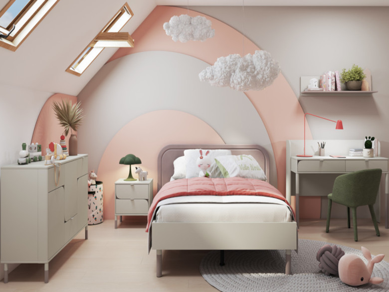 Мебели за младежи Harmony 1 кашмир, цвят трюфел, дъб