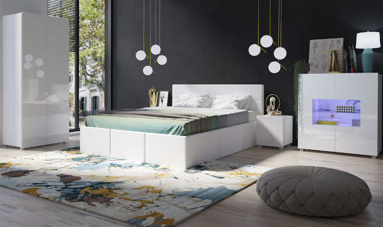 Калабрия 13 спални бял гланц