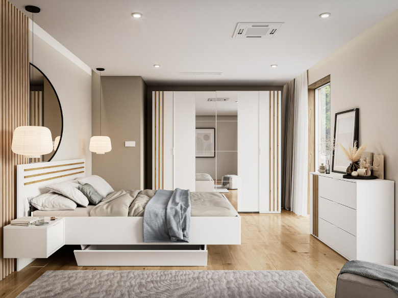 Novoli 1 спалня бял занаятчийски дъб