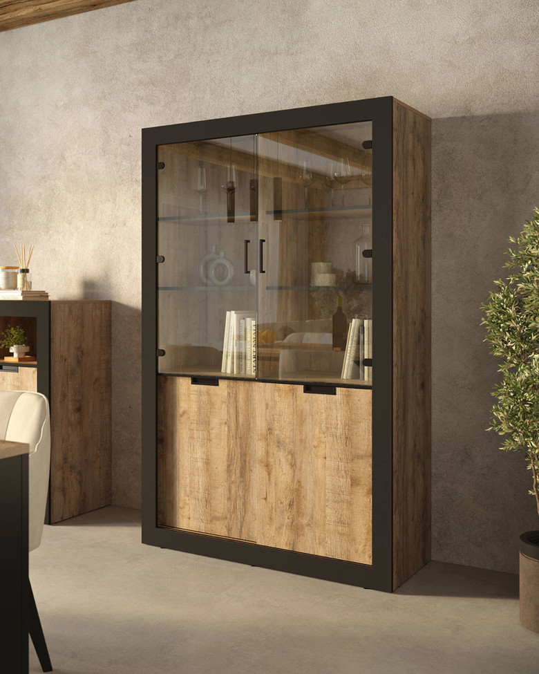 Витрина Trudo 12 дъб, самдал черна