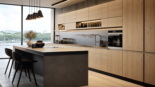 Модерна кухня с дърво - вдъхновения и мебели