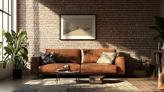 Всекидневна с тухлен акцент - какви мебели ще подхождат?